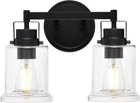 img 3 attached to 🚪 VINLUZ Modern 2-Lights Bathroom Large Glass Shade Sconces Wall Lighting: Black Finished Farmhouse Rustic Vanity Lights Fixture - Vintage Porch Light for Kitchen, Hallway, Living Room, and Bedroom