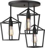 🔦 emliviar 3-light ceiling light, semi-flush mount fixture with metal cage, black finish | 20065d2-3 bk логотип