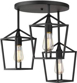 img 4 attached to 🔦 Emliviar 3-Light Ceiling Light, Semi-Flush Mount Fixture with Metal Cage, Black Finish | 20065D2-3 BK