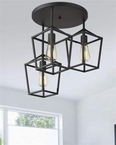 img 1 attached to 🔦 Emliviar 3-Light Ceiling Light, Semi-Flush Mount Fixture with Metal Cage, Black Finish | 20065D2-3 BK