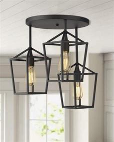 img 2 attached to 🔦 Emliviar 3-Light Ceiling Light, Semi-Flush Mount Fixture with Metal Cage, Black Finish | 20065D2-3 BK