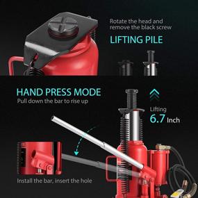 img 1 attached to 🔴 20 Ton SPECSTAR Pneumatic Air Hydraulic Bottle Jack: Heavy Duty Auto Truck Trailer Lift, Manual Hand Pump, Red