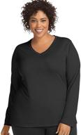 plus size women's active cooldri long sleeve v-neck tee by just my size логотип