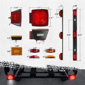 img 2 attached to 🚚 Partsam 12V Submersible LED Truck Trailer Lights Kit: 2x Square LED Trailer Light Kits + 14.17" Red 3-Light 9 LED ID Light Bar + 2x Amber Side Marker with Reflex + 8pcs 2.5" Oval LED Marker Clearance Lights