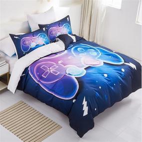 img 3 attached to Kids Gamer Duvet Cover Set: 3D Printed Game Bedding for Boys and Girls – Blue Purple, Twin Size