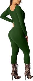 img 2 attached to LAGSHIAN Womens Bodycon Sleeve Jumpsuit Women's Clothing in Jumpsuits, Rompers & Overalls