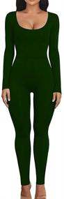 img 4 attached to LAGSHIAN Womens Bodycon Sleeve Jumpsuit Women's Clothing in Jumpsuits, Rompers & Overalls