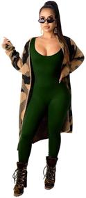 img 1 attached to LAGSHIAN Womens Bodycon Sleeve Jumpsuit Women's Clothing in Jumpsuits, Rompers & Overalls