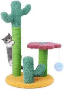 img 4 attached to 🐱 TNELTUEB Small Cat Scratching Post, Sisal Cat Scratcher with Adjustable Height Poles and Hanging Ball Toy for Indoor Climbing, Playing, and Interactive Fun – Perfect Gift for Kittens