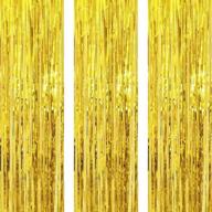 🎉 carecheer 3 pack 3.2ft x 6.6ft gold metallic foil fringe backdrop: perfect party decorations for birthday, bachelorette, wedding, christmas, and new year celebrations logo
