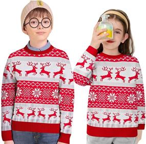 img 1 attached to 👕 Funnycokid Christmas Dinosaur Pullover Sweatshirt for Boys: Festive and Fun Boys' Clothing