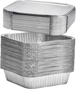 img 4 attached to 🍰 [25 Pack] 8" Square Disposable Aluminum Cake Pans with Foil Lids - Perfect for Baking Cakes, Cooking, Roasting, Homemade Breads