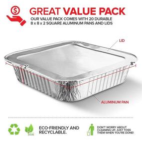 img 3 attached to 🍰 [25 Pack] 8" Square Disposable Aluminum Cake Pans with Foil Lids - Perfect for Baking Cakes, Cooking, Roasting, Homemade Breads