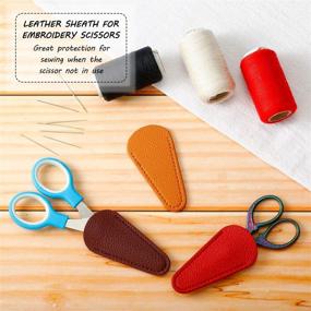 img 3 attached to 🌈 6-Piece Colorful Leather Scissors Sheath Set for Enhanced Safety and Protection - Ideal for Sewing, Trimming, and Beauty Tools