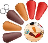 🌈 6-piece colorful leather scissors sheath set for enhanced safety and protection - ideal for sewing, trimming, and beauty tools logo