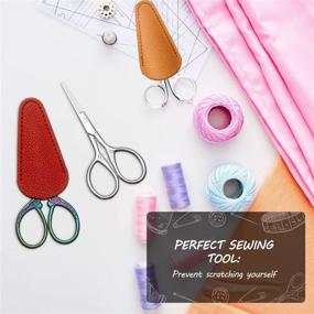 img 2 attached to 🌈 6-Piece Colorful Leather Scissors Sheath Set for Enhanced Safety and Protection - Ideal for Sewing, Trimming, and Beauty Tools