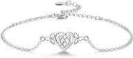 sllaiss пляжные браслеты для женщин: серебряные браслеты с узлом удачи на щиколотке с регулируемой цепочкой, пустая ирландская кельтская узорчатая трискутра, браслет на щиколотке летнее сердце 925 8,7'' +2'' логотип