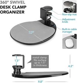 img 1 attached to 🐭 EHO Under-Desk Mouse Platform: Ergonomic Rotating 360° Mouse Tray, Slide Out Pad for Office (Platinum), Fits 1.5" Thick Desks