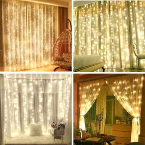 img 2 attached to 🎄 Enhance Your Space with Curtain Light: 8 Lighting Modes, Remote Control, USB Powered Waterproof Design - Perfect for Christmas Bedroom Party Wedding Home Garden Decorations (Warm White) (9.8ft X 6.5ft)