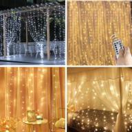 🎄 enhance your space with curtain light: 8 lighting modes, remote control, usb powered waterproof design - perfect for christmas bedroom party wedding home garden decorations (warm white) (9.8ft x 6.5ft) логотип