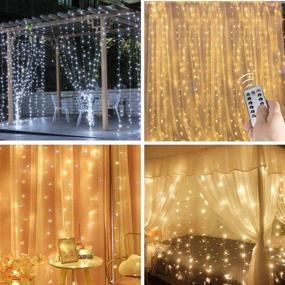 img 4 attached to 🎄 Enhance Your Space with Curtain Light: 8 Lighting Modes, Remote Control, USB Powered Waterproof Design - Perfect for Christmas Bedroom Party Wedding Home Garden Decorations (Warm White) (9.8ft X 6.5ft)