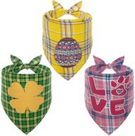 set of 3 plaid dog bandanas: st. 🐶 patrick's day/easter/valentine's day, washable triangle scarf for holidays, pet bibs логотип