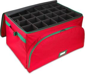 img 3 attached to 🎄 Ultimate Christmas Ornament Storage Box - Durable 600D/ PVC Liner, Holds 72 - 4” Ornaments, Self-Standing Frame, Adjustable Compartments - Red