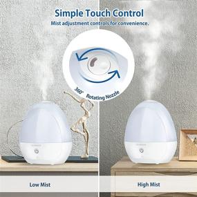 img 1 attached to 🌈 7 Color Night Light Humidifiers for Bedroom - UCAREAIR Auto Shut Off Humidifiers for Baby, Whisper-Quiet Cool Mist, 360°Mist Nozzle Air Humidifier for Kids, Nursery - 2L Capacity, 25H Runtime