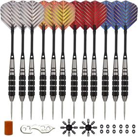 img 2 attached to Premium Steel Tip Darts Set - Professional 12PC Steel Tip Darts for Dartboard - Complete with High-Quality Brass Barrels, Durable Shafts, O-Rings, Flights, Protectors, Sharpener, and Wrench