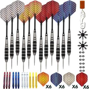 img 4 attached to Premium Steel Tip Darts Set - Professional 12PC Steel Tip Darts for Dartboard - Complete with High-Quality Brass Barrels, Durable Shafts, O-Rings, Flights, Protectors, Sharpener, and Wrench