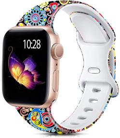 img 4 attached to Muranne Compatible With Apple Watch Band 40Mm 38Mm For Women Ladies Girls Stylish Cute Fadeless Print Replacement Watch Bands Soft Silicone Sport Wristbands For IWatch SE Series 6 5 4 3 2 1 Cell Phones & Accessories