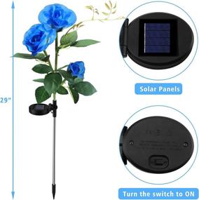 img 2 attached to 🌹 Enhance Your Outdoor Space with 2 Pack Solar Garden Decorations - Exquisite Rose Flowers in Blue, Waterproof Solar Flower Lights for Patio, Pathway, Yard Decoration