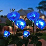 🌹 enhance your outdoor space with 2 pack solar garden decorations - exquisite rose flowers in blue, waterproof solar flower lights for patio, pathway, yard decoration логотип