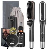 🔥 folding beard straightener for men - deegotech 5 in 1 compact heated beard brush comb kit with beard growth oil & beard balm - hair straightening brush, perfect gifts for men, dad, and husband logo