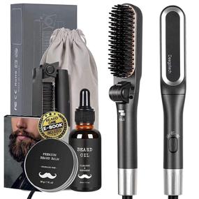 img 4 attached to 🔥 Folding Beard Straightener for Men - Deegotech 5 in 1 Compact Heated Beard Brush Comb Kit with Beard Growth Oil & Beard Balm - Hair Straightening Brush, Perfect Gifts for Men, Dad, and Husband