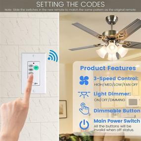 img 1 attached to 🔧 Eogifee Universal Ceiling Fan Wall Control 3 Speed Wall Mount Fan Control & Full Range Dimmer UC-9050T CHQ9051T…