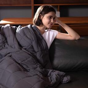 img 4 attached to 🌬 Syrinx Cooling Weighted Blanket 15lbs, Dark Grey Queen Size for Adults - Stay Cool and Sleep Better with this Soft Heavy Blanket