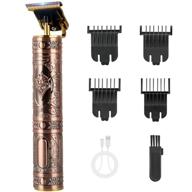 🔌 men's cordless rechargeable hair clipper and beard trimmer - professional trimming set for hair designs, outlining, and detail grooming (red copper) logo