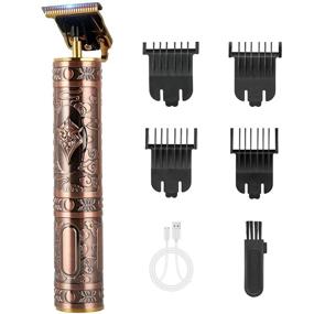 img 4 attached to 🔌 Men's Cordless Rechargeable Hair Clipper and Beard Trimmer - Professional Trimming Set for Hair Designs, Outlining, and Detail Grooming (Red Copper)