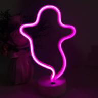 👻 neon pink ghost led halloween decoration: indoor night lamp, battery or usb powered for party, living room, family room, kids room, wedding, home decor логотип