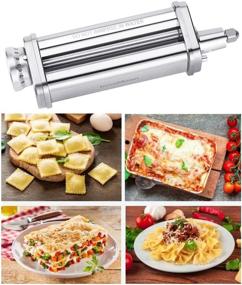 img 1 attached to 🍝 Stainless Steel Pasta Sheet Maker Attachment for KitchenAid Stand Mixers with Dough Scraper Gift