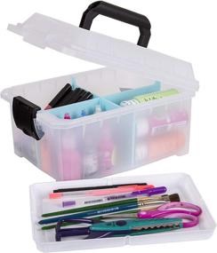 img 4 attached to 🎨 ArtBin 6817AG Sidekick Cube Carrying Case: Portable Art & Craft Organizer with Lift-Out Tray and Handle - Clear Plastic Storage Case [1]