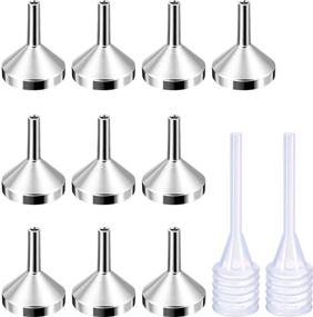 img 4 attached to 🔩 10 Pack Small Metal Funnels with 2 Pack Mini Pipette: Perfect for Filling Mini Bottles, Containers, Atomizers, Perfume, Liquid (Silver)