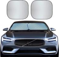 🌞 ultimate protection: econour foldable 2-piece car windshield sunshade - blocks uv rays, durable 240t polyester sun shield for front window - medium (28 x 31 inches) logo