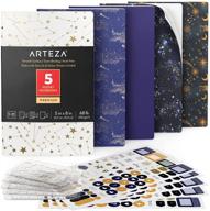 📚 arteza pocket notebooks: set of 5, 5 x 8 inches, constellation designs - 2 dotted, 2 ruled, and 1 blank softcover journal with smooth paper - ideal art supplies for writing and sketching logo