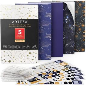 img 4 attached to 📚 Arteza Pocket Notebooks: Set of 5, 5 x 8 Inches, Constellation Designs - 2 Dotted, 2 Ruled, and 1 Blank Softcover Journal with Smooth Paper - Ideal Art Supplies for Writing and Sketching