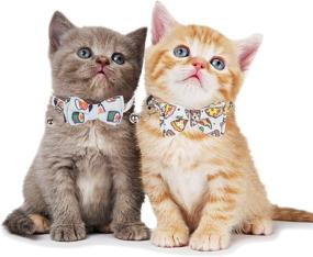 img 2 attached to 🐱 ADOGGYGO Cat Collar Breakaway with Cute Bow Tie Bell - 2 Pack: Stylish Kitten Collar Set with Removable Bowtie, Sushi, Donuts & More Patterns - Perfect for Your Feline Friend!