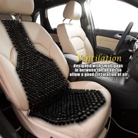 img 2 attached to 🚗 VaygWay Black Wood Beaded Car Seat Cover - Massage Comfort Cushion for Stress Relief - Double Strung Wooden Bead Cushion - Cooling and Fatigue Reduction - Universal Fit for Auto, SUV, Truck, Office, Home