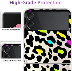 img 1 attached to 🐆 LSL Colorful Leopard Clear Cute Design Pattern Case for Samsung Galaxy Z Flip 3 5G - Shockproof Full Body Protection, Wireless Charging, Slim Phone Cover