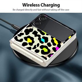 img 2 attached to 🐆 LSL Colorful Leopard Clear Cute Design Pattern Case for Samsung Galaxy Z Flip 3 5G - Shockproof Full Body Protection, Wireless Charging, Slim Phone Cover